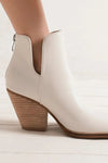 Pointed Metal-Tip Toe Block Heel Ankle Boots