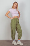 Elastic Waist Woven Cargo Pants