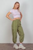 Elastic Waist Woven Cargo Pants