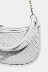 PU Leather Basket Weave Half Moon Bag