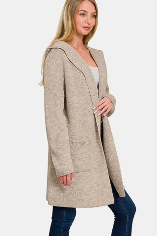 Hooded Open Front Sweater Cardigan