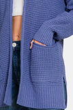 Waffle Open Front Sweater Cardigan