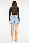 High Waist Frayed Denim Shorts