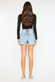 High Waist Frayed Denim Shorts