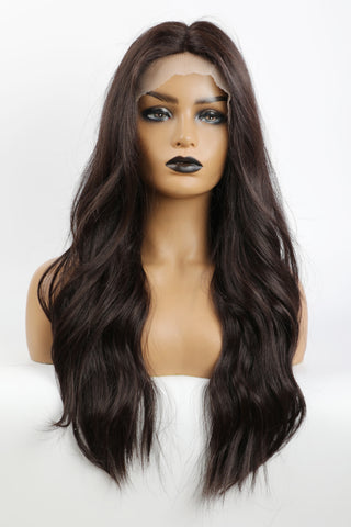 Lace Front Wigs Synthetic Long Wave 26" Heat Safe 150% Density in Brown