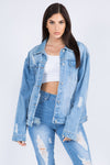 Painted Back Distressed Denim Jacket