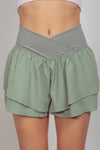 V-Shaped High Waist Layered Active Shorts