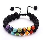 Seven Chakra and Lava Stone Double Braided Bracelet