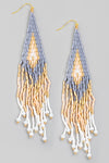 Seed Beaded Fringe Drop Earrings