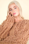 Shaggy Yarn Knit Zip Up Jacket