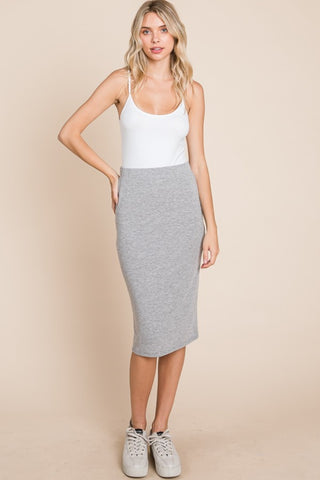 Elastic Waist Pencil Skirt