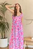 Abstract Floral V-Neck Maxi Dress