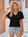 Ruched V-Neck Short Sleeve T-Shirt