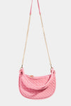 PU Leather Basket Weave Half Moon Bag