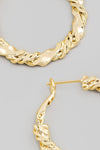 Double Twist Chain Latch Hoop Earrings