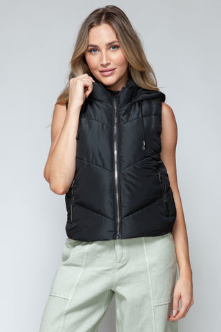 Zip Up Quilted Hooded Vest