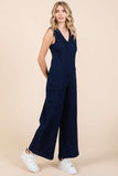 Sleeveless Wide Leg Denim Jumpsuit