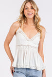 Crisscross Back Lace Detail V-Neck Cami