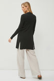 Ribbed Open Front Long Sleeve Cardigan