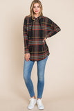 Drawstring Plaid Long Sleeve Hoodie