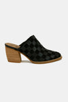 Woven Checkerboard Block Heel Mule Shoes