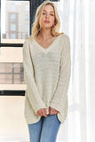 V-Neck Drop Shoulder Long Sleeve Sweater