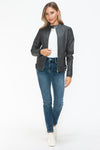 Faux Leather Biker Jacket with Side Zip Pockets