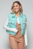 Snap Down Quilted Crop Vest