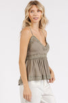 Crisscross Back Lace Detail V-Neck Cami