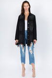 Distressed Frayed Hem Denim Jacket