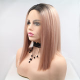 Lace Front Wigs Synthetic Mid-length Straight 12" 130% Density