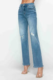 Distressed High Rise Straight Jeans