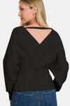 Cross Wrap Rib Long Sleeve Sweater