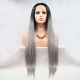 Lace Front Wigs Synthetic Long Straight 24" 130% Density