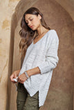 High-Low Side Slit V-Neck Sweater