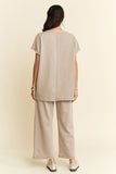 Round Neck Short Sleeve Top and Pants Set