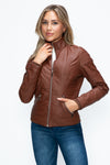 Faux Layered Double-Zipper Jacket with Fuzzy Hood