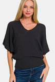 V-Neck Short Sleeve Dolman Sweater