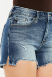 High Waist Raw Hem Denim Shorts