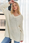 V-Neck Drop Shoulder Long Sleeve Sweater