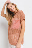 See Through Crochet Mock Neck Cover Up