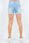 Distressed Frayed Denim High Waist Shorts