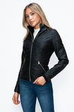 Faux Layered Double-Zipper Jacket with Fuzzy Hood