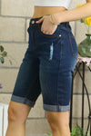 Distressed Denim Shorts with Pockets