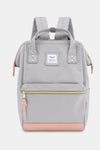 Contrast Waterproof Canvas Backpack Bag with Side Pockets