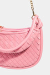 PU Leather Basket Weave Half Moon Bag