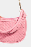 PU Leather Basket Weave Half Moon Bag