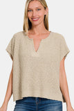 Short Sleeve Side Slit Sweater