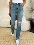 Judy Blue Full Size Mid Rise Destroyed Hem Distressed Jeans