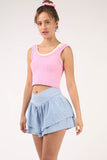 V-Shaped High Waist Layered Active Shorts